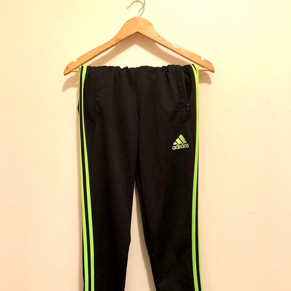 Adidas Track Pants With Neon Green 